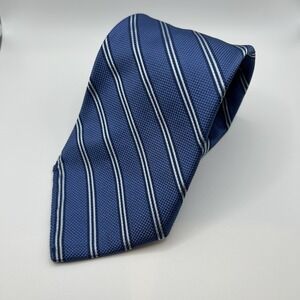 Brooks Brothers Makers Repp Tie Mens Blue Striped Silk Corpcore Made USA READ